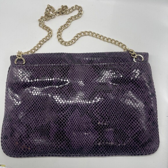 Michael Kors Sloan Purple Leather Snake Print Large Clutch - Picture 5 of 8
